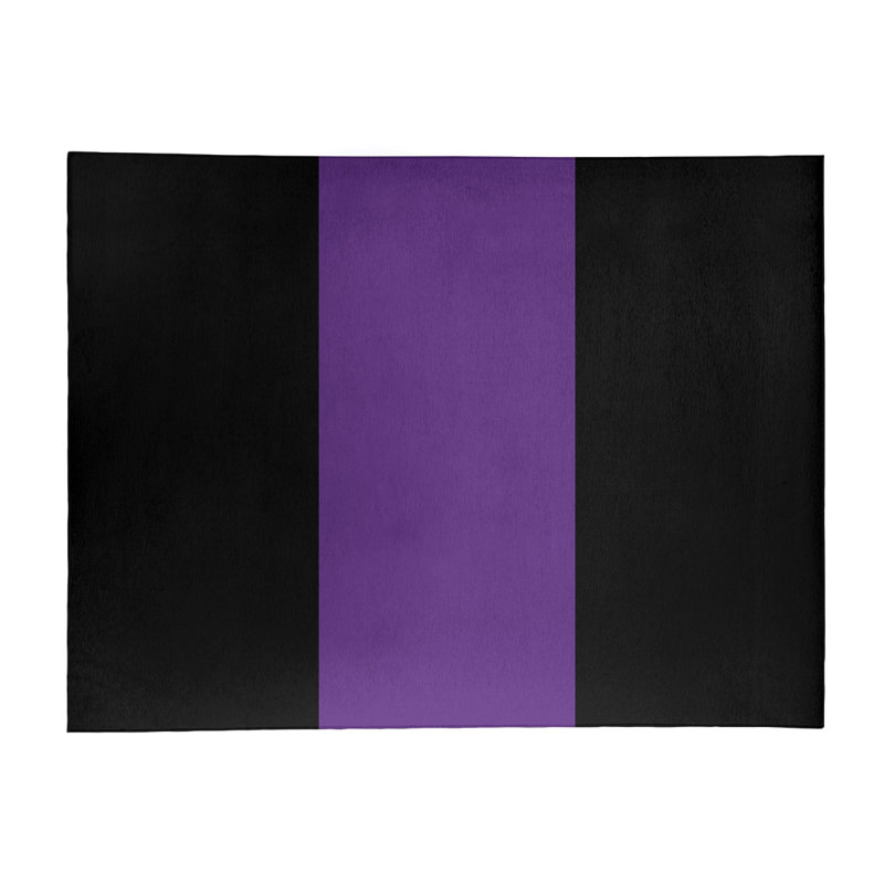 Tapis noir rayé/mauve zone, Rectangle 9 pi x 12 pi