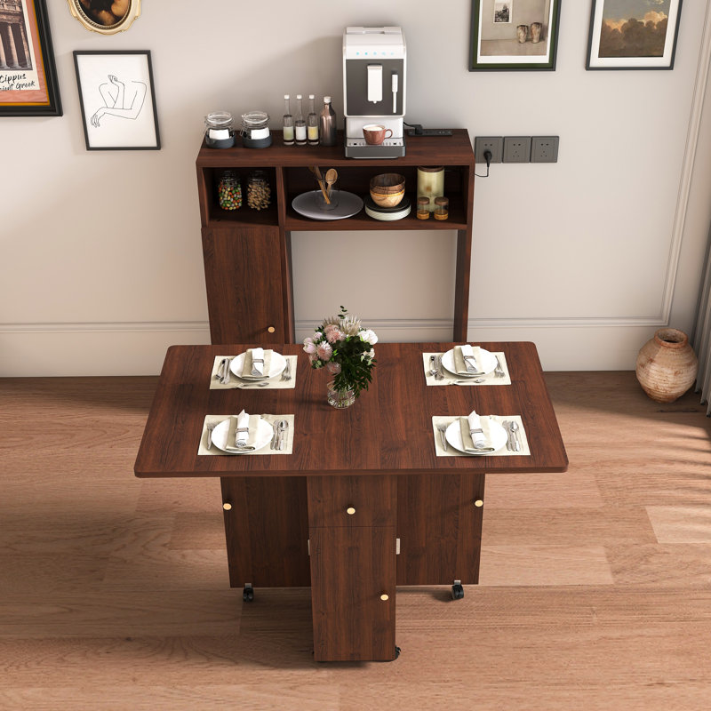 Multifunctional Folding Dining Table With Wall-mounted Sideboard
