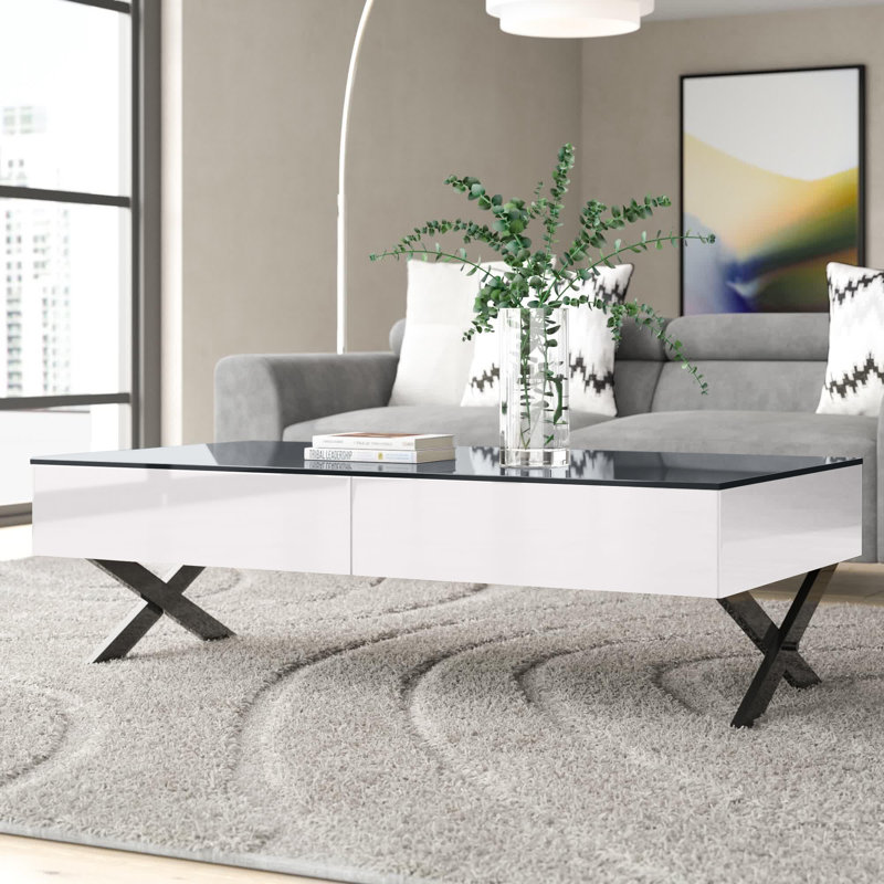 Table basse Danville, Blanc / argent, Blanc