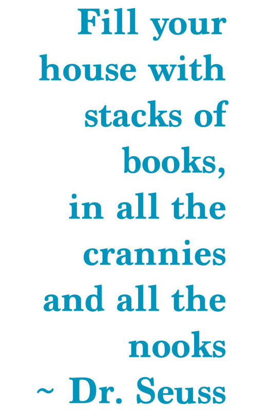 Citation à livres dr. seuss, H 36 po x l 17 po x P 0,01 po, Bleu sarcelle