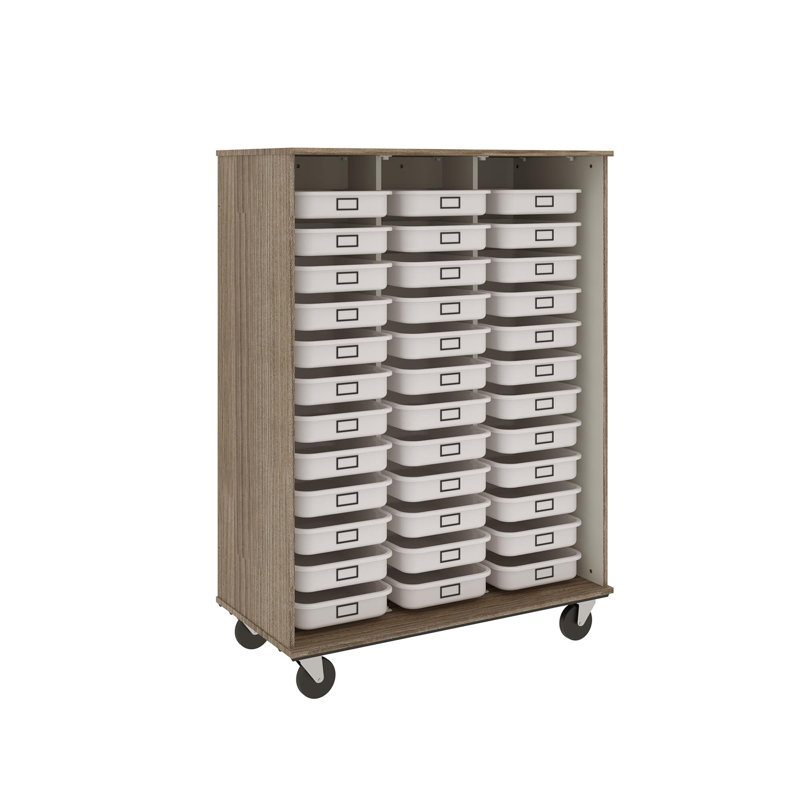 Panier à 36 compartiments avec roulettes, Orme foncé
