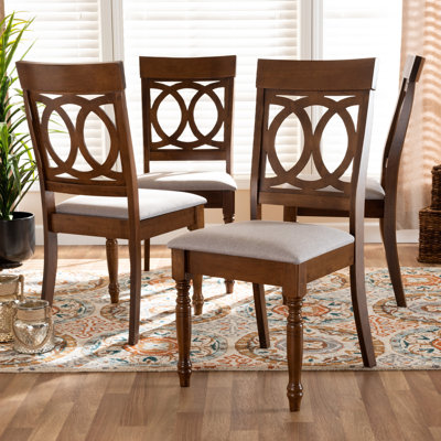 Lachman Gray Fabric Upholstered Brown Solid Wood Side Chair, 38.6'' H X 17.9'' W X 22'' D