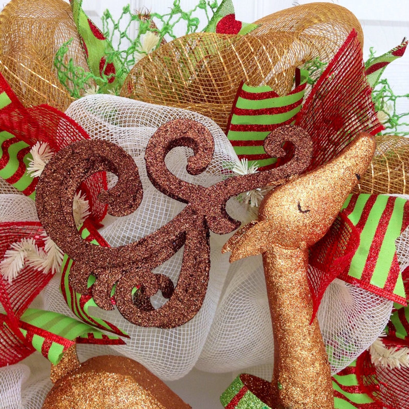 Couronne de Noël avec renne scintillant