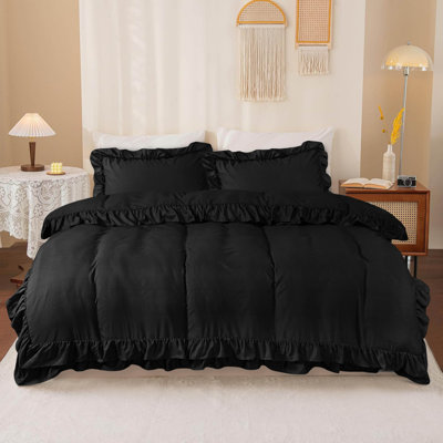 Amiela Microfiber Solid Colour Duvet Cover with Pillowcases