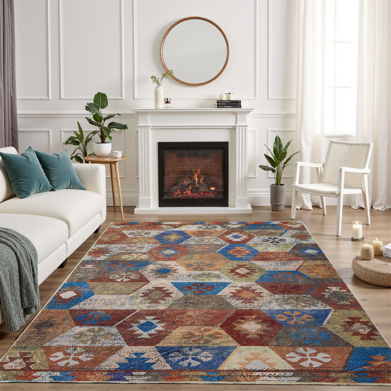 Rectangle Polyester Machine Woven Area Rug, Rectangle 4' x 6'
