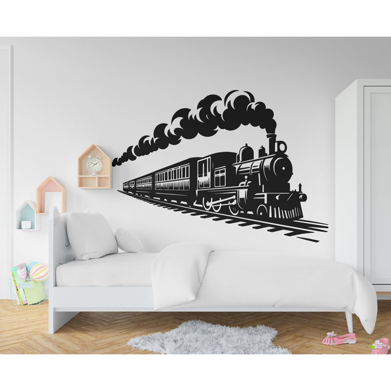 Train Wall Decal Train Wall Sticker Train Art Train Wall Vinyl Wall Decal, 17" H x 24" W