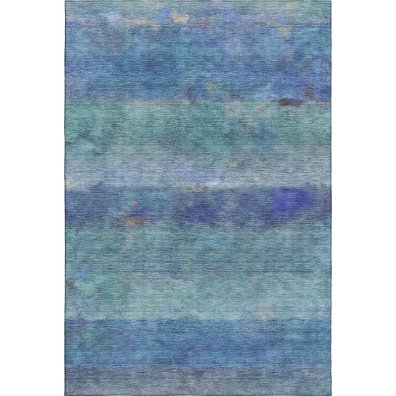 Premium Machine Washable Mayfield AMF2311 Stripes Rug, Blue, 9' x 12'