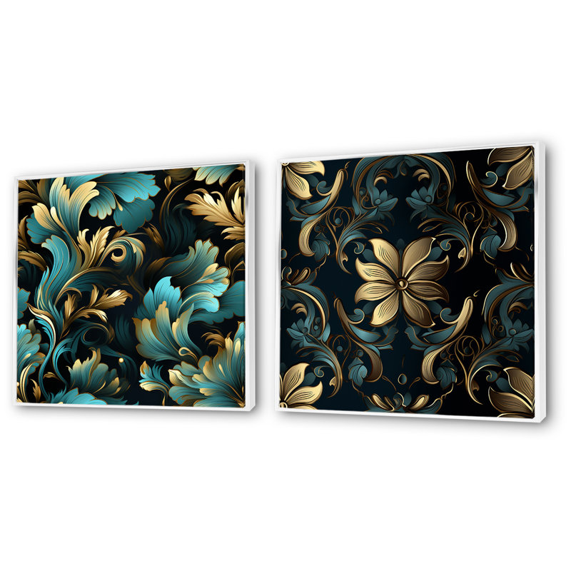 Stembert - Ensemble de 2 pièces murales abstraites Botanicals, Cadre blanc, H 16 po x l 33 po x P 1 po