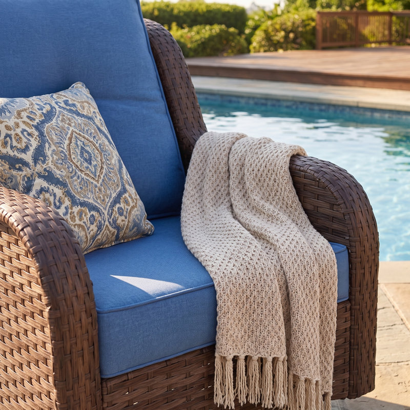 Fauteuil club pivotant avec coussins , Bleu ardoise