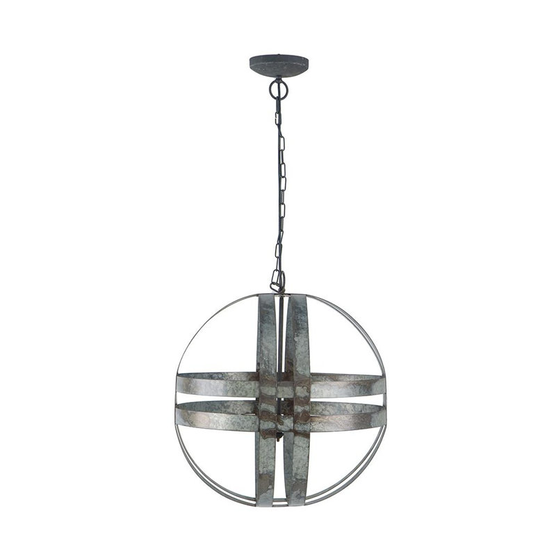 Lustre ouvert 4 lumières en métal galvanisé gris, plafonnier industriel de 20 pouces