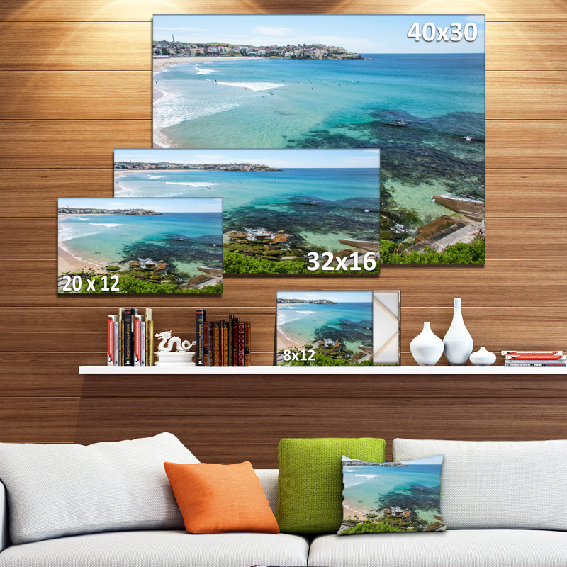 « large sydney bondi beach », reproduction de photo sur toile tendue grand mer, H 16 po x l 32 po x P 1 po