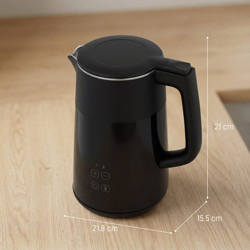 HOMCOM 1.7L Electric Tea Kettle, Black/Silver