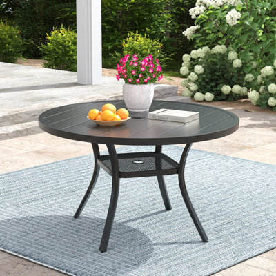 Malnar Round Metal Outdoor Dining Table With Umbrella Hole , 41.73'' in. W 41.73'' in. D