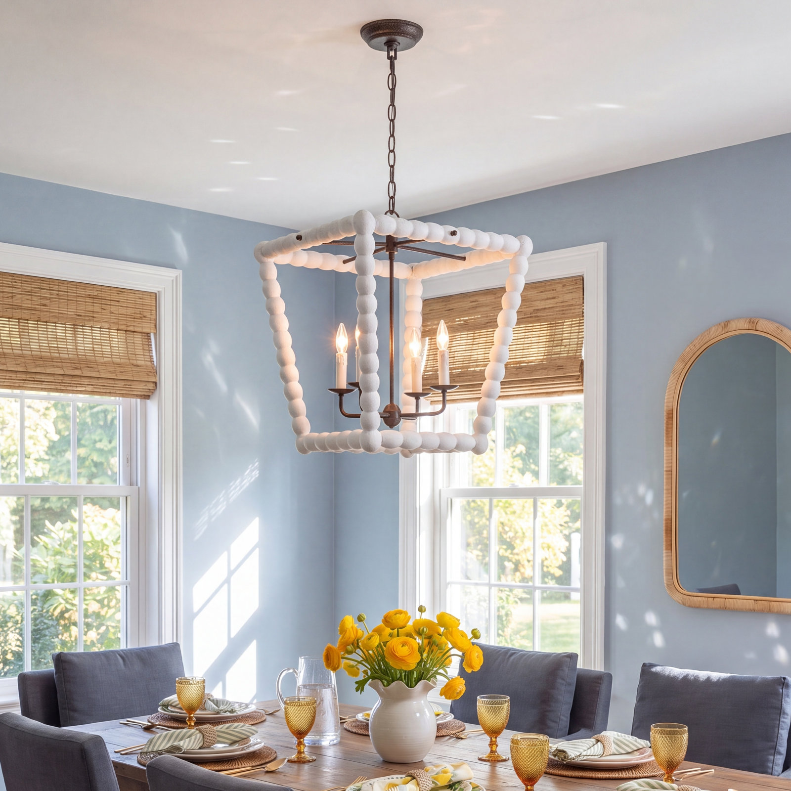 Coastal Luxe 4-Light Chandelier, White