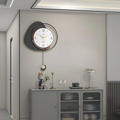 Horloge murale de salon, horloge murale en métal moderne avec fonction de balançoire silencieuse et sans tic