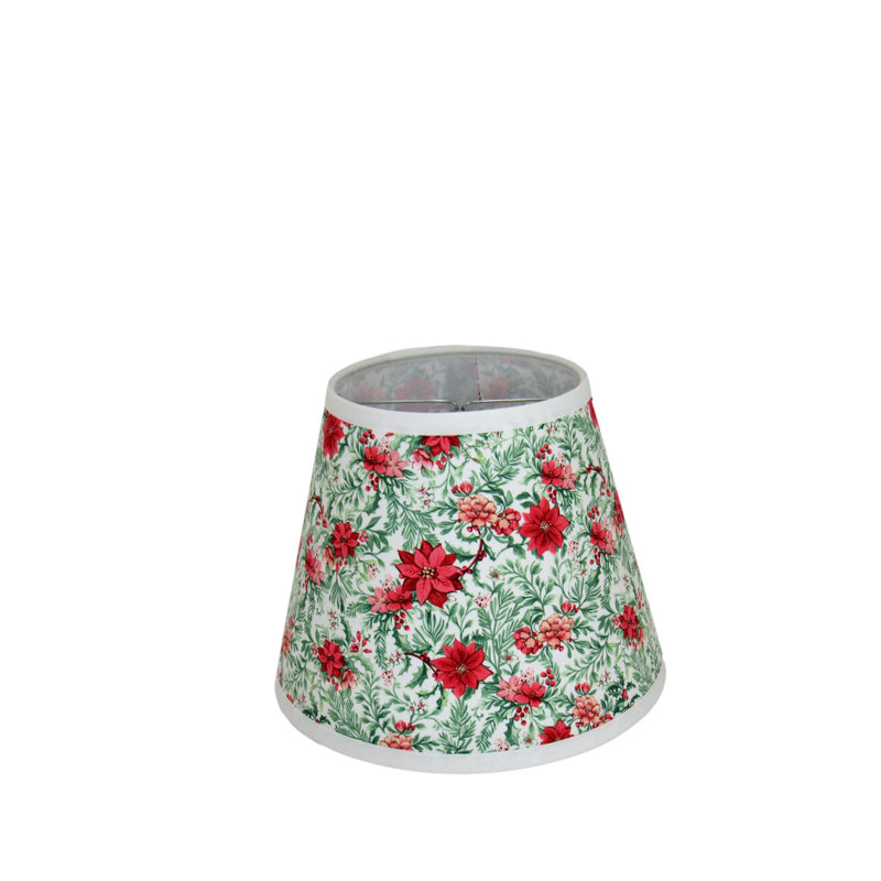 Abat-jour à imprimé poinsettia, H 6,25 po x l 7 po x P 7 po