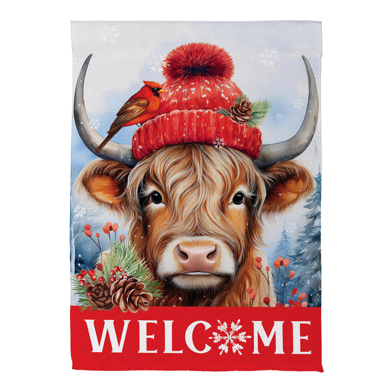 Drapeau de maison en daim Highland Cow