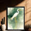 Aigrette blanche rétro encadrée noire - élégance et beauté naturelle, impressions murales de style rétro-2003195019