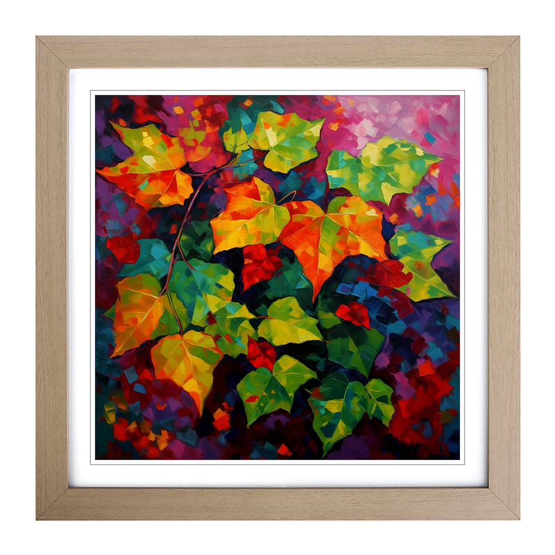 Ivy Leaf Fauvism - Single Picture Frame Print on Wood, Oak