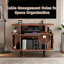 Grand support de tourne-disque rond avec station de charge et ports USB, armoire de rangement de disques, support de table tournante moderne Mid-Century pour le salon de la chambre à coucher