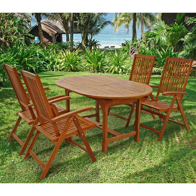 Annekatrin 4 - Person Wood Patio Dining Set with Oval Table
