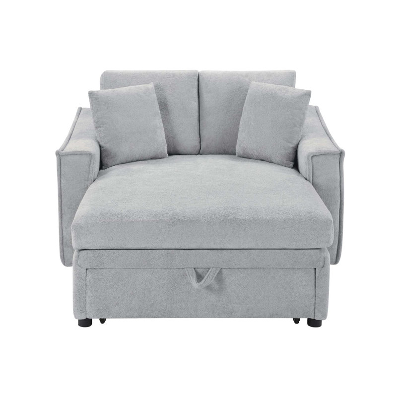 Canapé-lit moderne avec rangement dissimulé et coussins, Gray Velvet