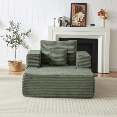 Canapé de 62,4 pouces à une place, une chaise longue à une place avec un coussin de dossier et un coussin décoratif, un canapé modulaire avec des compartiments de rangement dans les accoudoirs et les accoudoirs et dossiers amovibles