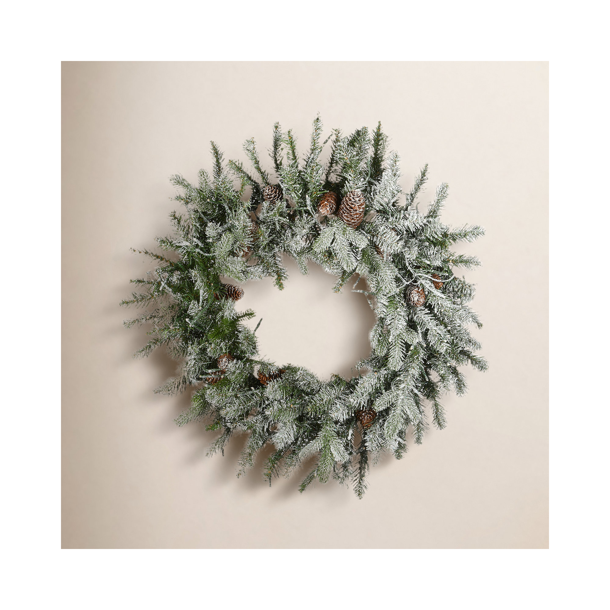 The Holiday Aisle® 24" Snowy Morgan Spruce Wreath with Dual Color LED Cosmic Lights