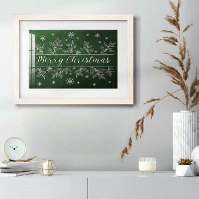 Merry Christmas Holly - Art mural mural mat et encadré sous verre acrylique, grand salon