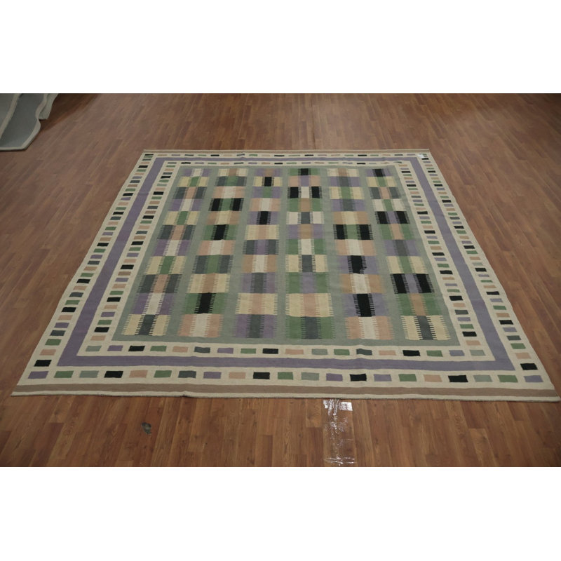 Geometric Kilim Square Wool Area Rug 10x10