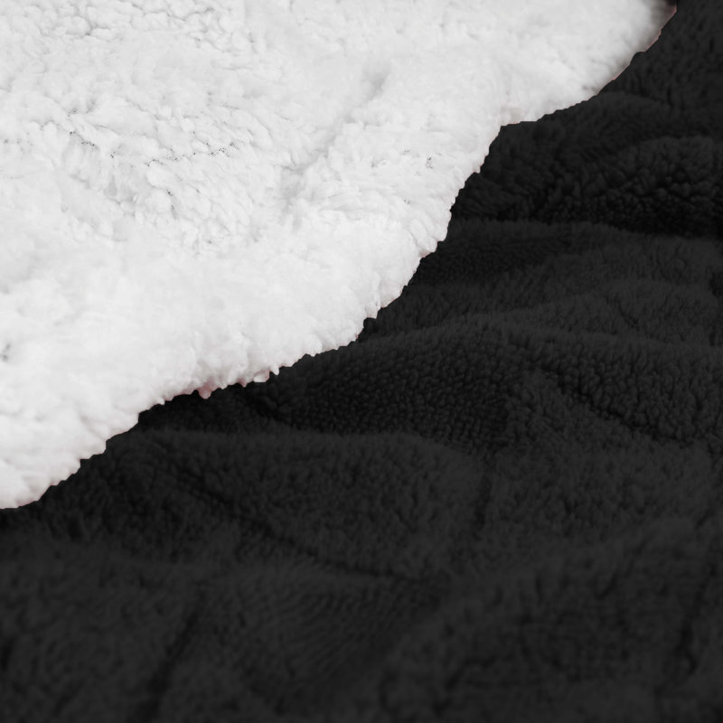 Literie moelleuse réversible de qualité supérieure Sherpa, Lit simple, Noir