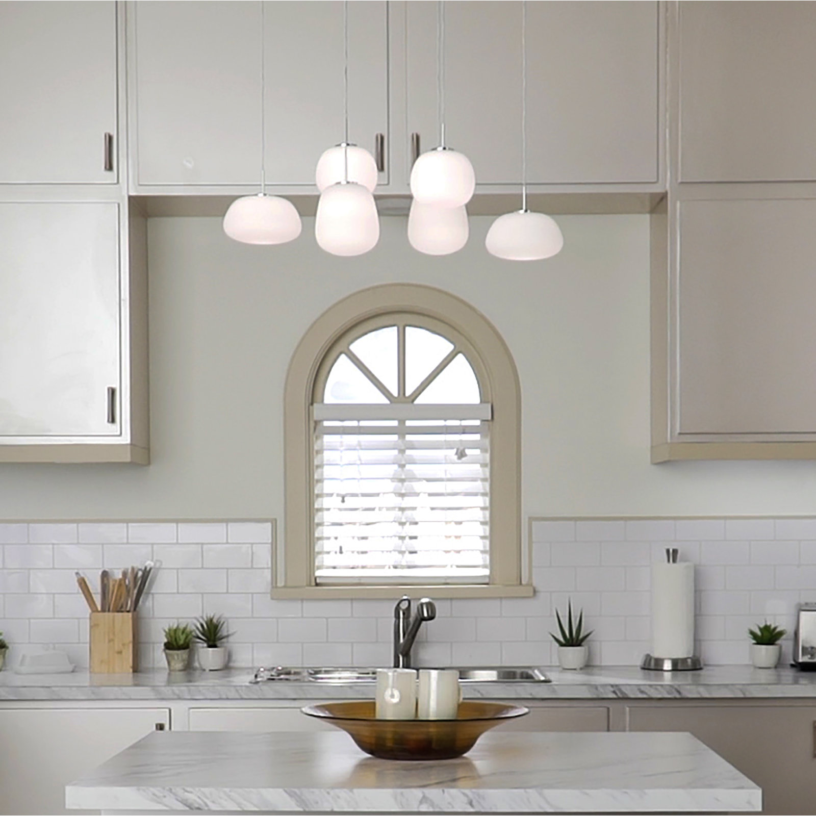 Hughie 6 Light Glass Dimmable LED Pendant