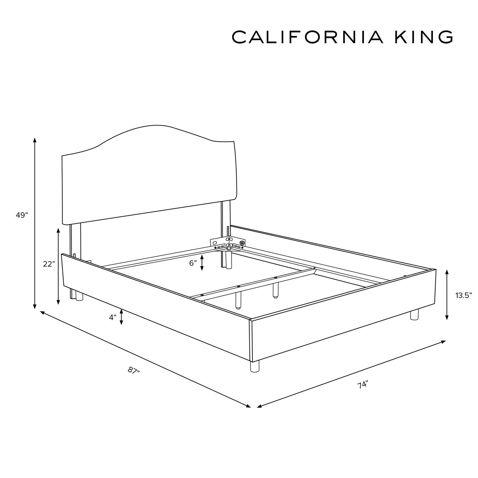 Morris Upholstered Standard Bed, California King, Zuma Navy Textured Linen