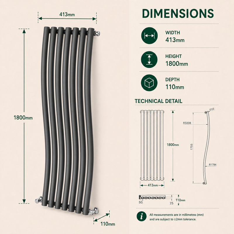 Vertical Designer Radiator, Grey