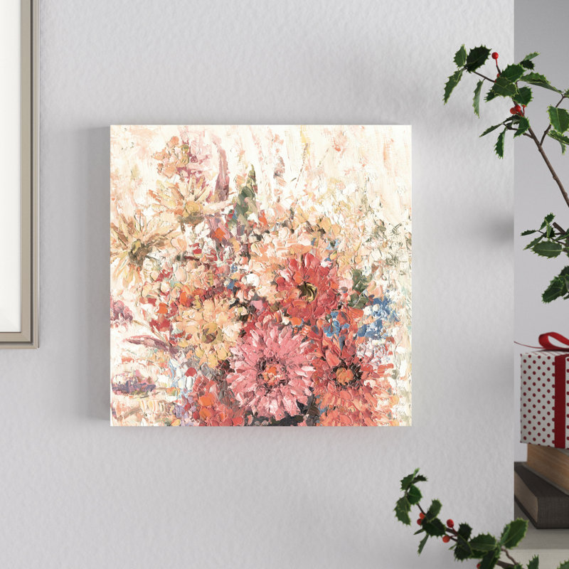 Impression sur toile Impasto warm floral, H 12 po x l 12 po