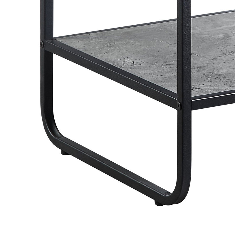 Table de bout en métal avec tablette inférieure, gris béton et noir