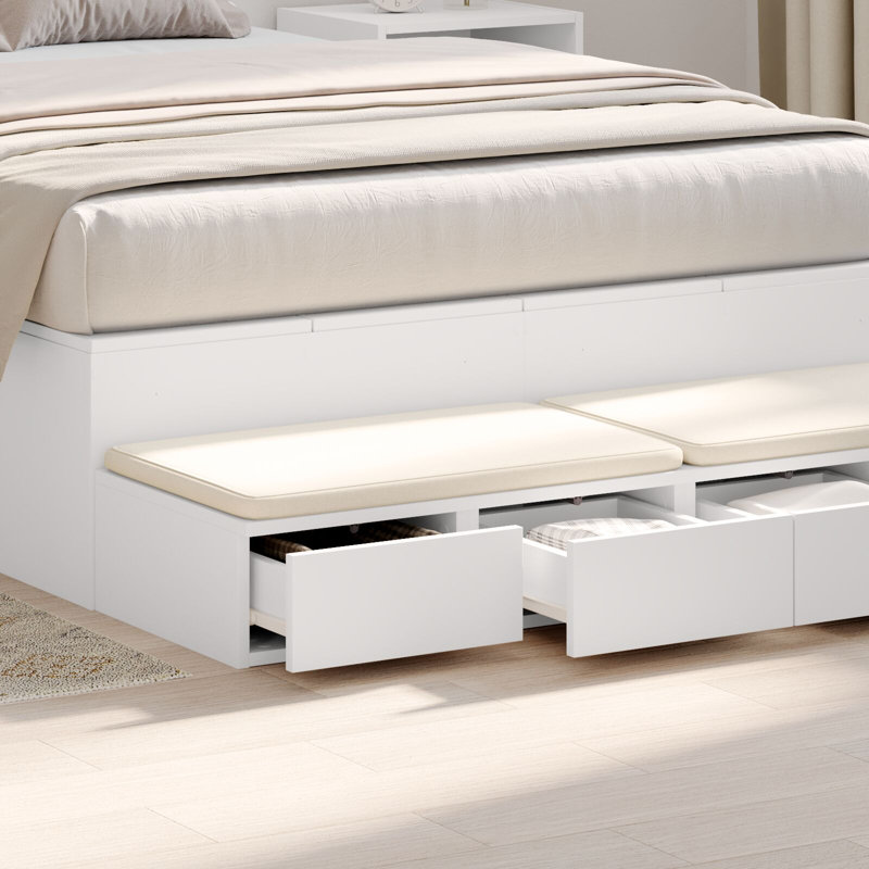Underbed Storage Drawers, 16.5cm H x 120cm L x 36.5 W cm, White