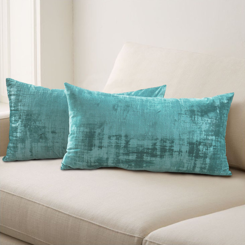 Housse de coussin rectangulaire en velours texturé, Mer du nord