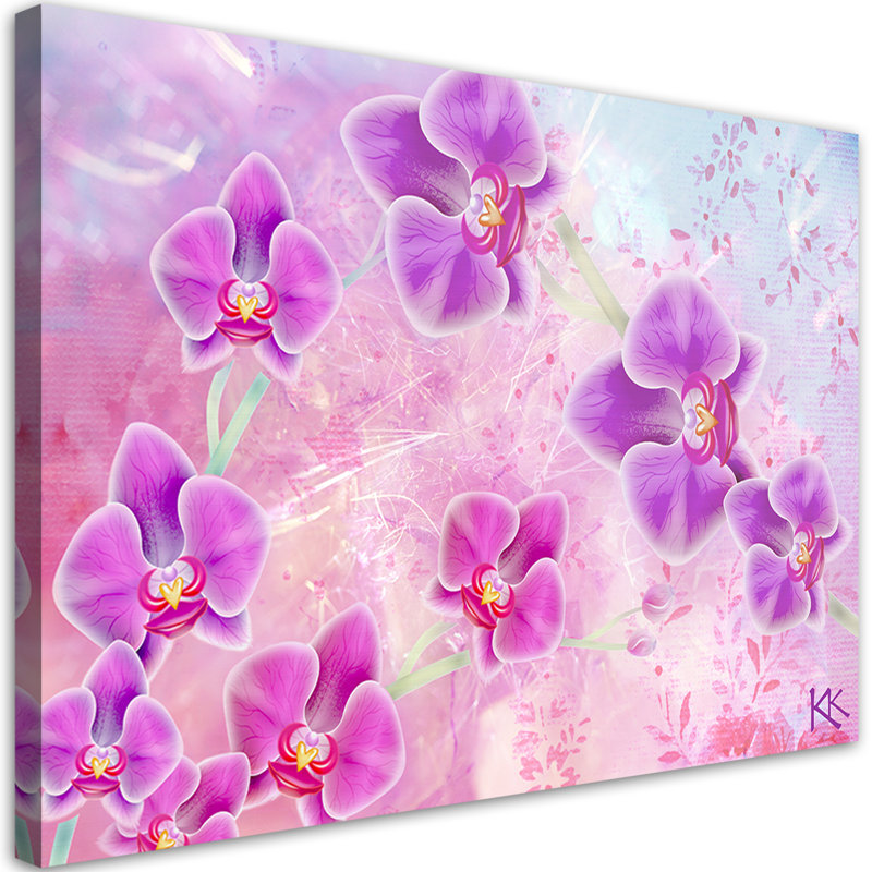 Mural, Orchid Flowers Abstraction - No Frame Print on Canvas, 60cm H x 90cm W