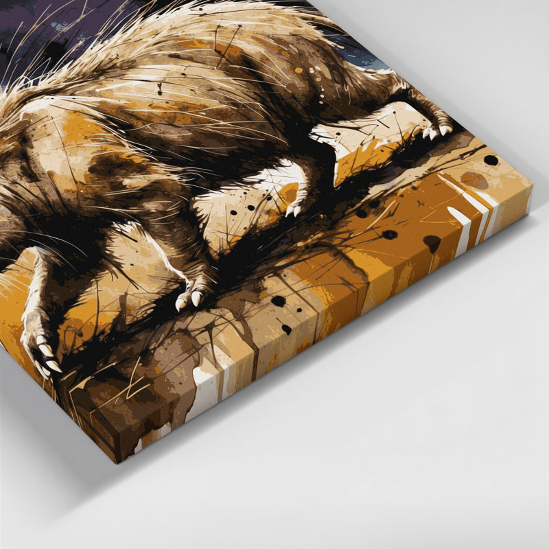 Faune, art mural sur toile gris Aardvark, H 20 po x l 30 po