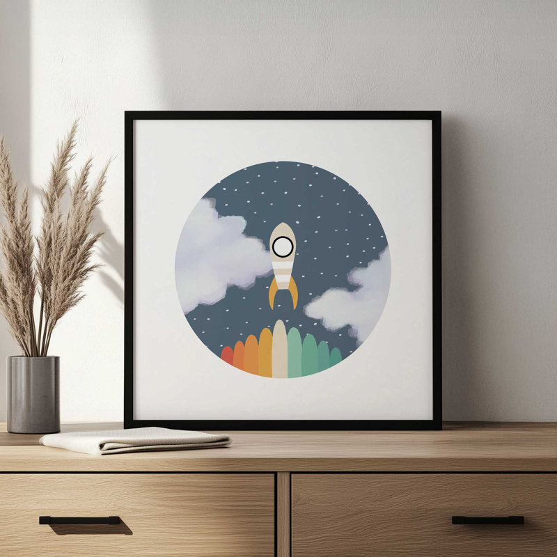 «Space Rocket Print», impression d'art galaxie par Art Like Wow, H 12 po x l 12 po, Doré