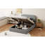 Lit plateforme tapissier Teddy avec système de rangement hydraulique, gris