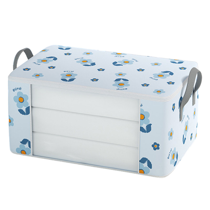  Quilt Storage Bags Moving Packing Bags, Large Capacity Storage Bins Portable Storage Containers with Reinforced Handles for Blanket, Comforter, Bedding, Blue
