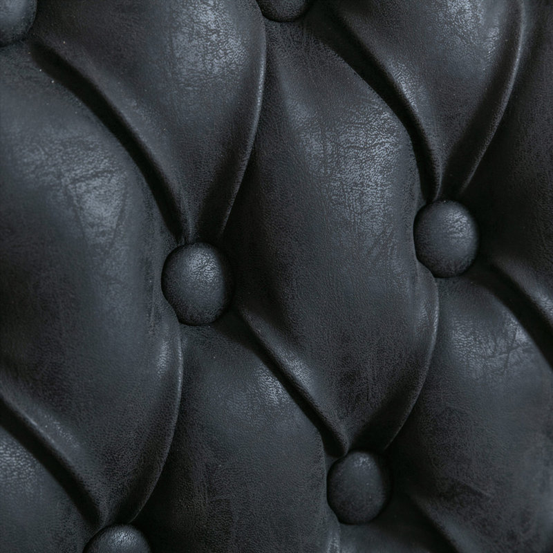 Faux Leather Upholstered Dining Chair Set with Nailed Head,  Tufted Back, Black