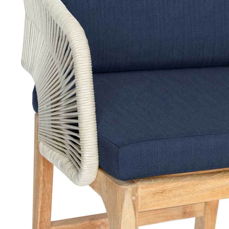 Amadora Outdoor Teak Bar Stool, Indigo