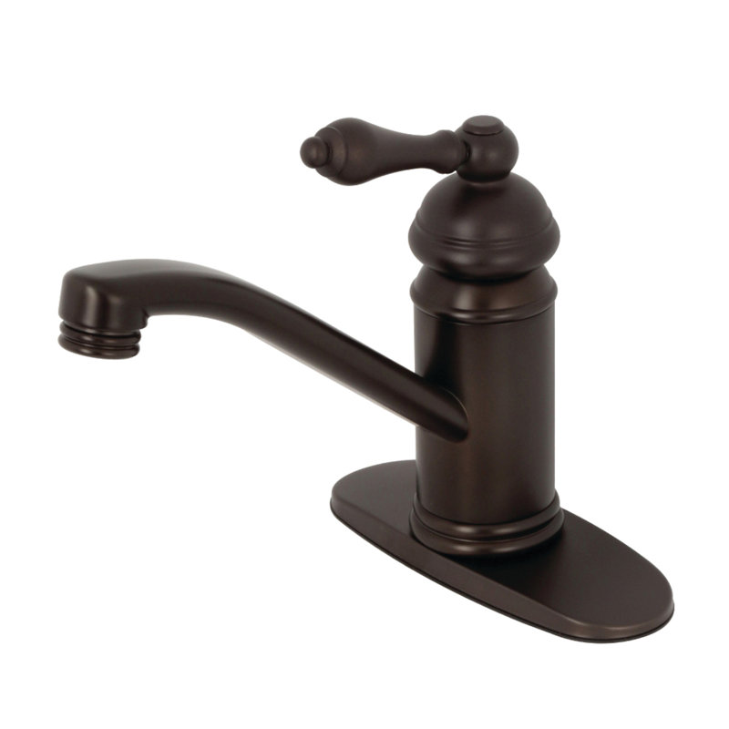 Kingston Brass Vintage Single-Handle 1-Hole Deck Mount Bathroom Faucet with Push Pop-Up, Oil Rubbed Bronze