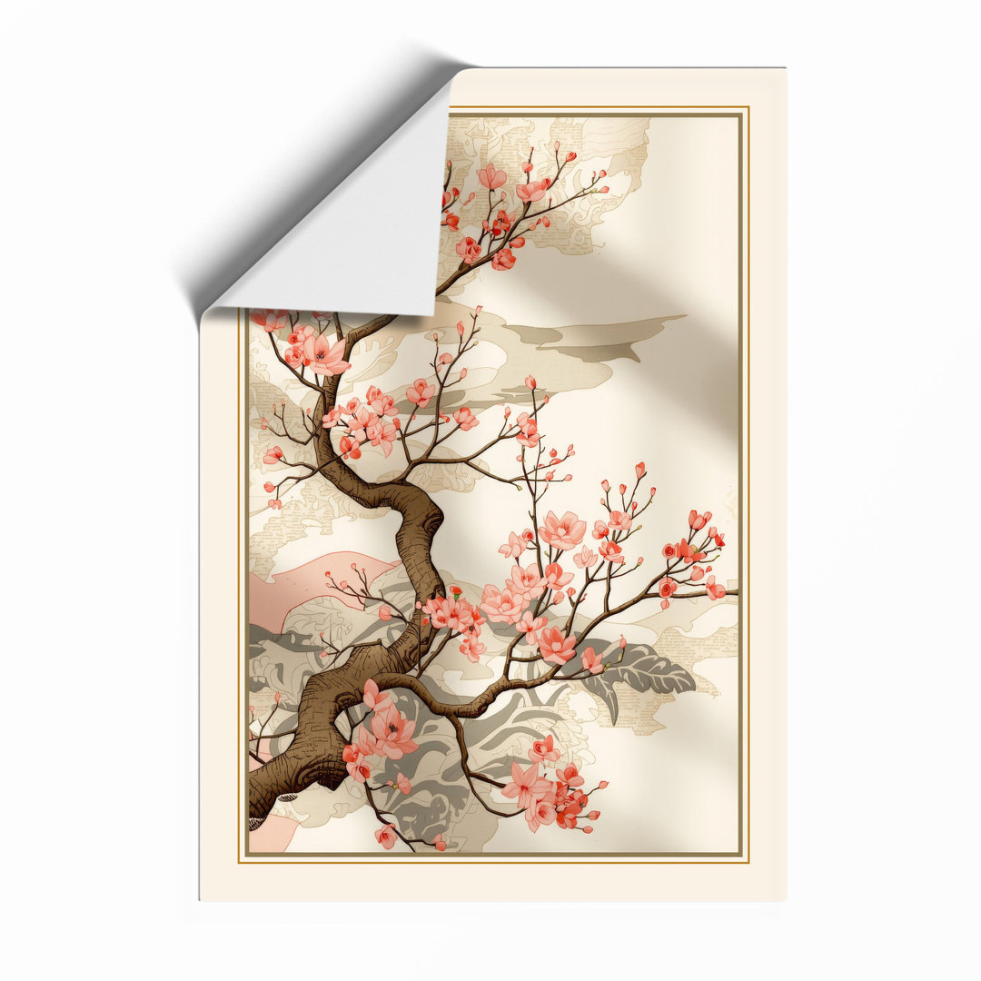 Cherry Blossom Branch Japandi - Framed Print