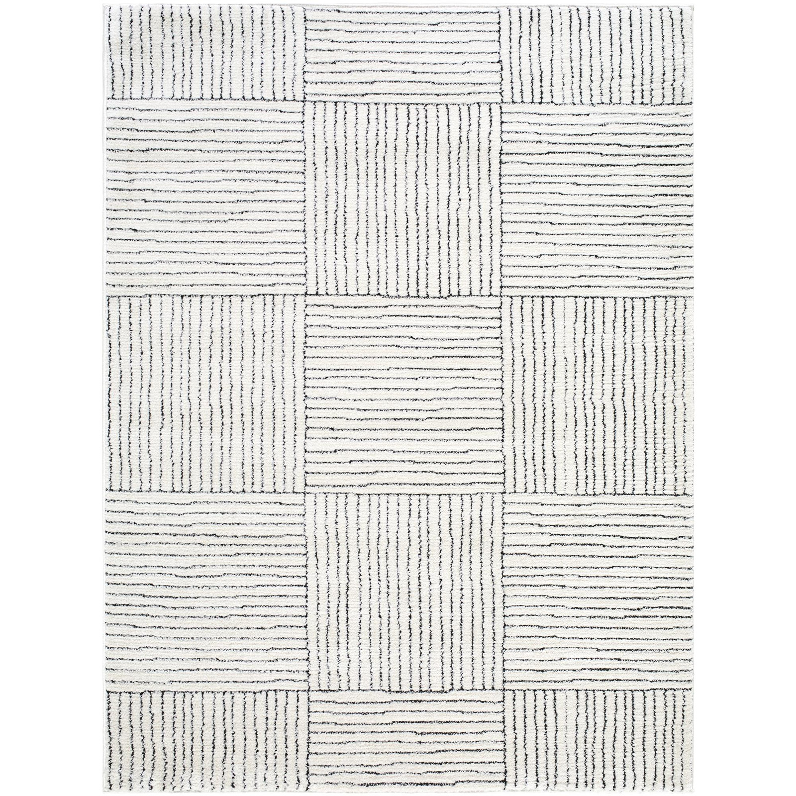 Galey Alix x Livabliss Architect II Indoor Machine Woven Area Rug, Rectangle 5'3" x 7', Ivory/Black