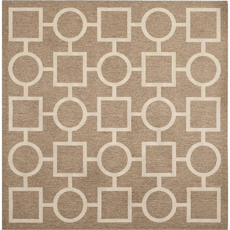 Arneshia Geometric Brown/Tan Area Rug, Square 7'1"
