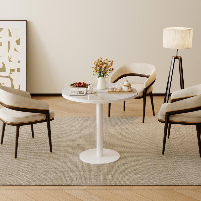 Premium Tulip Dining Table, White/Gray